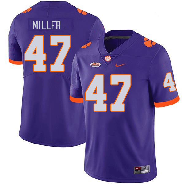 Men's Clemson Tigers Boston Miller #47 College Purple NCAA Authentic Football Stitched Jersey 23VZ30AF